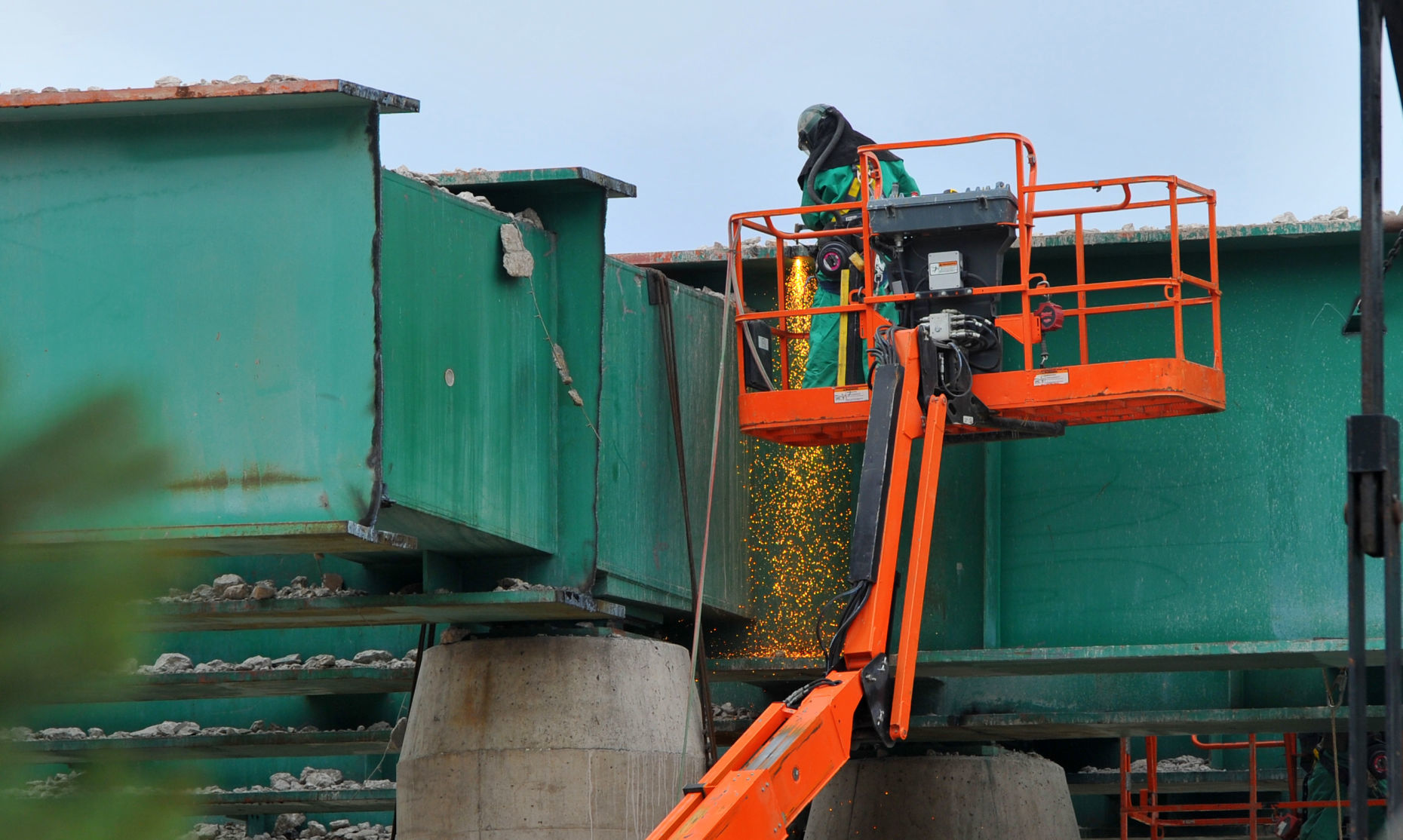 Construction and demolition work for the new Interstate 74 bridge.